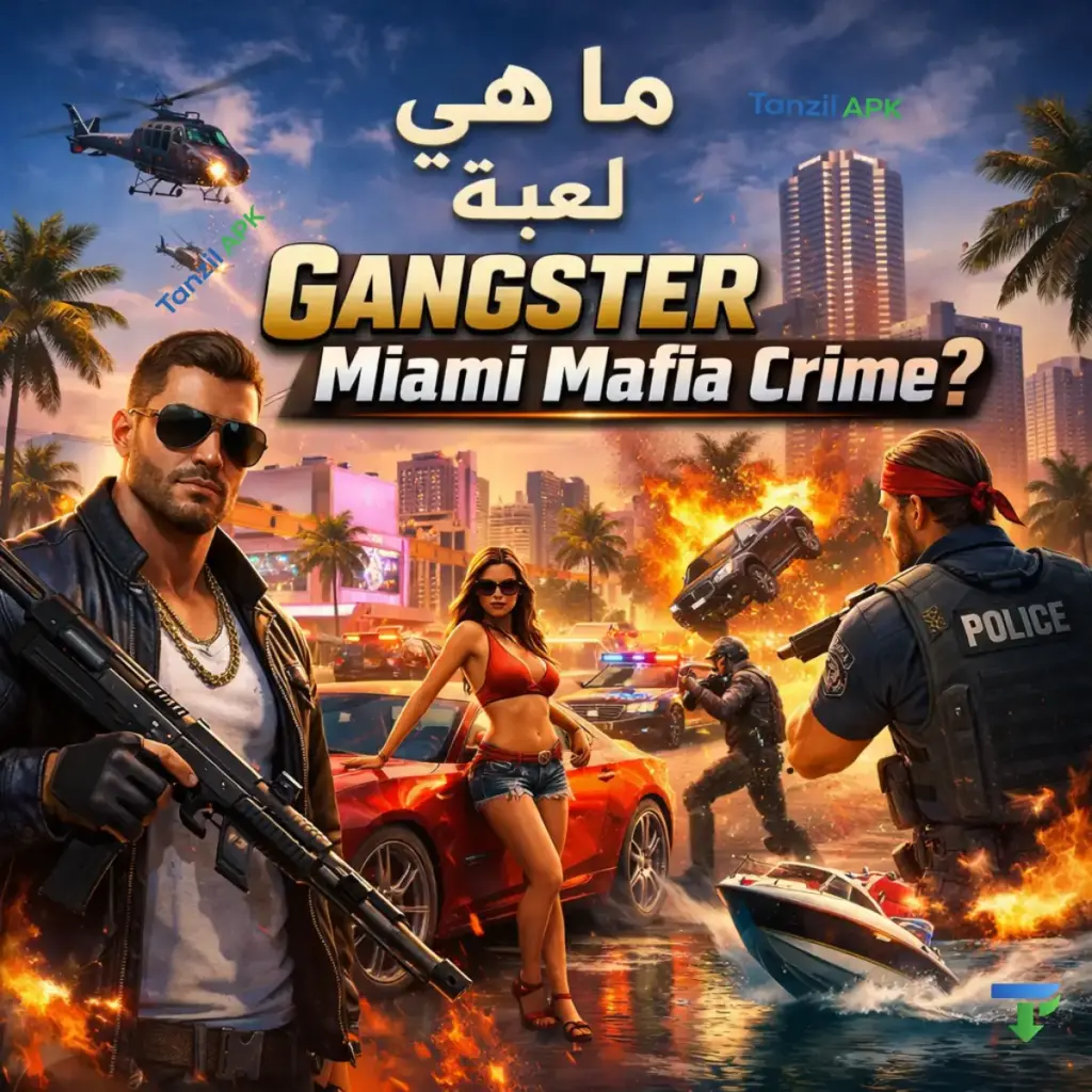 Gangster Miami Mafia Crime gameplay showing open world city in Miami with gangster missions cars police and action scenes