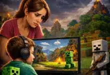 هل لعبة ماين كرافت مناسبة للاطفال مع مراقبة الام لطفل يلعب ماينكرافت على الكمبيوتر