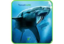 صورة فائقة الجودة بدقة 8K لقرش الهيليكوبريون (Helicoprion) من داخل لعبة Helicoprion Shark Dino Sim، تظهر التفاصيل الدقيقة للفك الحلزوني المنقرض والرسوميات الواقعية ثلاثية الأبعاد في أعماق المحيط.